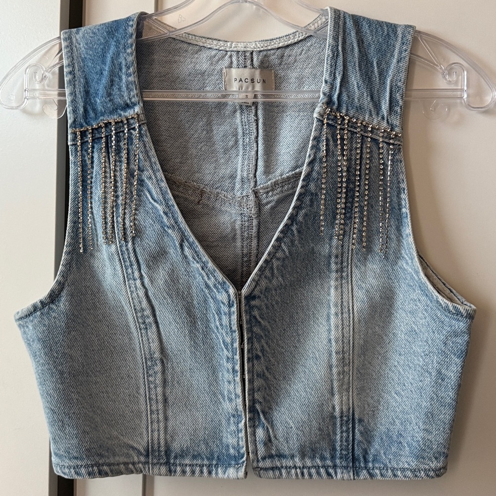 Denim Vest with Silver Details